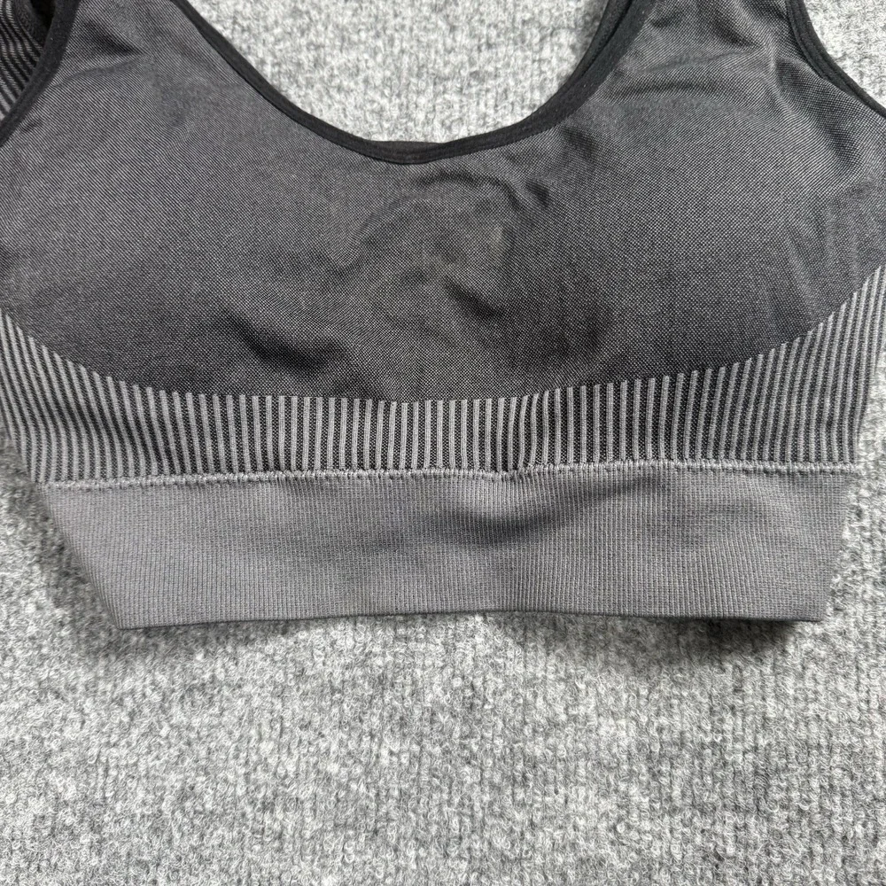 Gray Seamless‎ Sports Bra Ribbed Band Compression Activewear Crop Top Size 2X